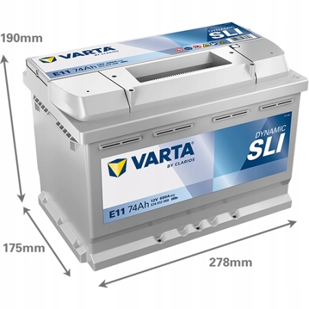Akumulator VARTA Blue Dynamic E11 12V 74Ah 680A P+