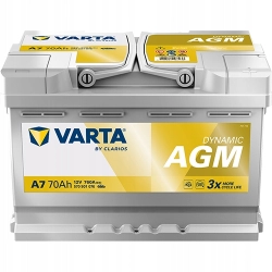 Akumulator samochodowy Varta AGM 70 Ah 760 A P+ 12V
