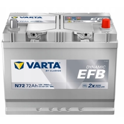 AKUMULATOR 72AH 760A 12V VARTA DYNAMIC EFB START STOP N72 P+