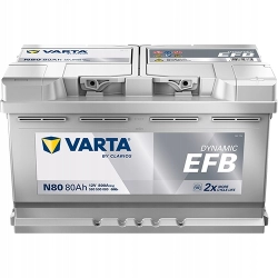 Akumulator VARTA EFB 80Ah 12V 800A Start-Stop N80