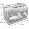 AKUMULATOR 65AH 650A 12V VARTA DYNAMIC EFB START STOP D54 P+