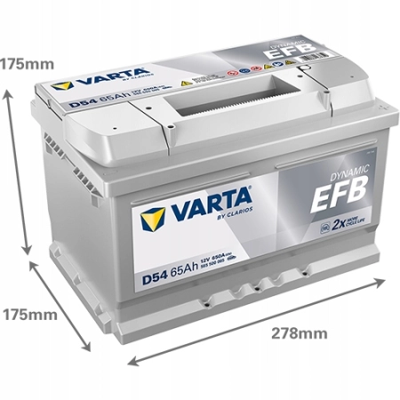 AKUMULATOR 65AH 650A 12V VARTA DYNAMIC EFB START STOP D54 P+
