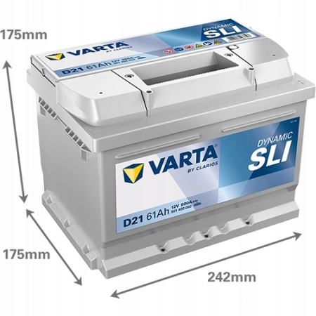 Akumulator Varta Dynamic SLI 61AH 600A D21 P+